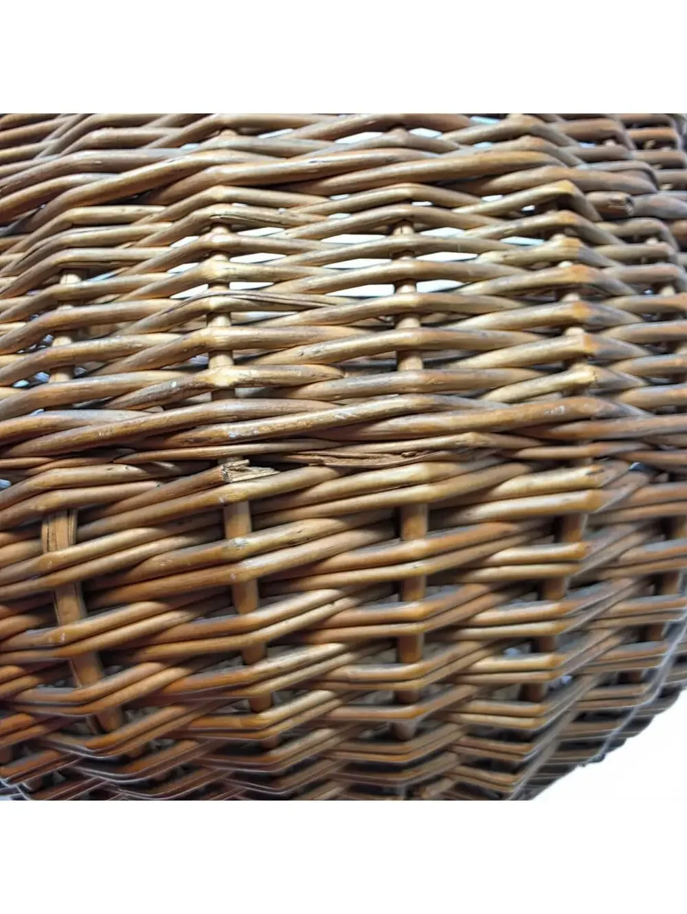Vintage Handwoven Willow Gathering Basket Round Primitive Farmhouse 12 Inch